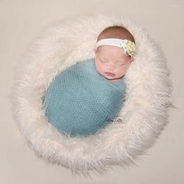 Blankets Po Shoot Fluffy Wool Donut Born Pography Props Basket Woolen Filler Stuffer Cushion Blanket Cloud Layer 50x40cm