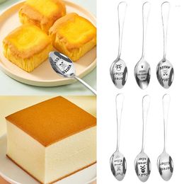 Dinnerware Sets Engraved Cereal Spoons Stainless Steel Unique Lettering Oats Coffee Spoon Christmas Gift For Kids Men Women