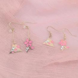 Dangle Earrings Simple Sweet Romantic Cute Cherry Blossoms Mountain For Women Elegant Pink Flowers Drop Ears