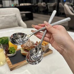 Dinnerware Sets Stainless Steel Spoon With Long Handle Tablespoons Pot Soup Ladle Ramen Noodles Scoop Kitchen Tableware Cooking Utensils