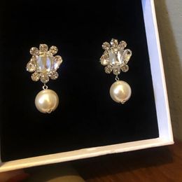 Top Quality Crystal Flower Pearl Earrings Hair Clip Luxury Woman Fancy Jewellery Charm Lovely Wedding Gift 240311