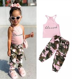 Kids Clothing Sets Girls Outfits Baby Clothes Children Kid Wear Summer Cotton Tank Tops Pants Trousers 2Pcs Fashion Suits 15Y B503485389