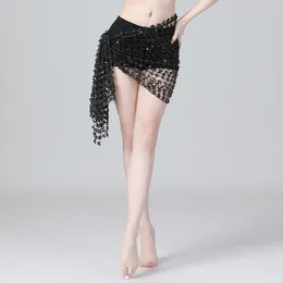 Stage Wear Belly Dancing Waist Chain Sequin Square Scarf Dance Skirt Pants For Women Cage Poodle Skirts Girls High Low