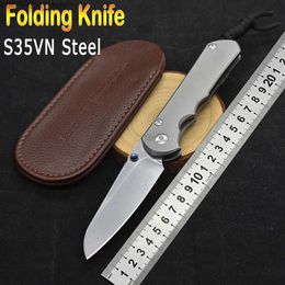 Tactical Knives Chris Reeve CR S35VN Blade Ball Bearing Stone Wash Titanium Alloy Survival Tool Outdoor Camping Knife High Hardness Sharp EDCL2403