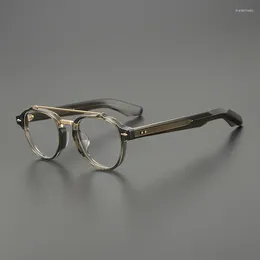 Sunglasses Frames Top Quality Retro Optical Glasses Frame For Men Women Vintage Acetate Round Myopia Eyeglasses Fashion Double Beam