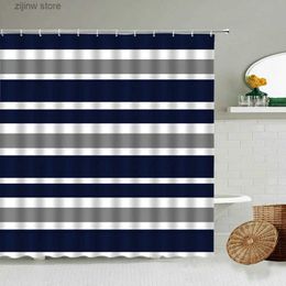 Shower Curtains Black And White Gray Blue Red Stripes Ripple Shower Curtain Simple Art Family Hotel Bathroom Hanging Curtains Machine Washable Y240316