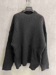 Men's Sweaters Designer Jacquard Shoulder Label Thick Needle Sweater Men's and Women's Loose Os Version Woolen Sweater KX4E