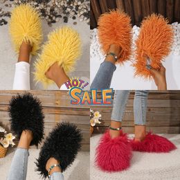 Men's and Women's Winter Flat Heel Indoor Plush Slippers Muxin Designer High Quality Fashion Sports Slippers Solid Colour Warm Slippers GAI