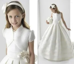 Girl Dresses Ivory White Girls First Communion Dress Ball Gown Satin Pearls Little Princess Pageant Birthday Vestidos