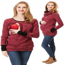 Tanks Pregnant Women Nursing Clothing Pregnancy Breastfeeding Tops Thicken Veet with Scarf Autumn Winter Warm Maternity Clothes