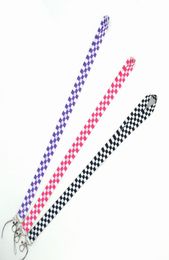 Whole 20pcs Cartoon Chequered patter lanyard strap Key Chain ID card hang rope Sling Neck Pendant boy girl Gifts7854910