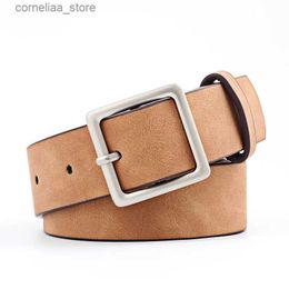 Belts New Arrival Beautiful Adjustable Square Buckle Fashion Belt Hot Sale Girls 8 Colors Women PU Leather Belt Hot SaleY240316