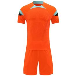 Men blank short sleeve red soccer jerseys set kids orange adult sport shirt football uniform Customised name DIY number 240306