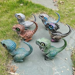 Resin Dinosaur Figurine Statue Funny Cartoon Sculpture For Outdoor Garden Ornament Home Decor 240312