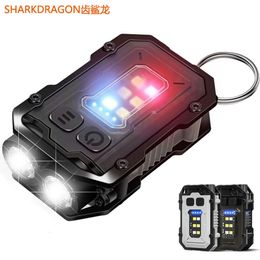 New Keychain Type-C Charging Outdoor High Brighess Small Steel Cannon Dual Source Strong Light Mini Flashlight 802866