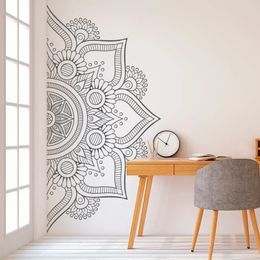 Half Mandala Wall Art Decals Decal Boho Decor Bohemian Stickers Headboard Yoga Studio Vinyl MT40 240312