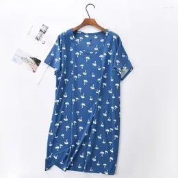 Women's Sleepwear Summer Female Casual Letter Print Sleep Dress Ladies Knit Cotton Nightgown Women Short Sleeve Plus Size Home Dresses