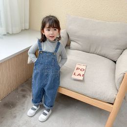 Children Overalls Boys Girls denim Pants Spring Summer all-match Jeans toddler kids Loose Jumpsuit 240305