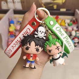 Keychains Lanyards Creative cartoon pirate king keychain cute road flying rope long very flat Roger keychain mens and womens bags small pendants Y240318