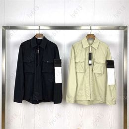 Men's Jackets Mens Jacket Button Up Shirt Designer Spring Fall Series of Workwear Shirts Men and Women with the Same Loose Solid Colour Sleeve Badge