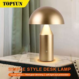 Table Lamps Portable table lamp mushroom lamp rechargeable led touch switch night light dining room bedroom bedside lamp 38cm YQ240316