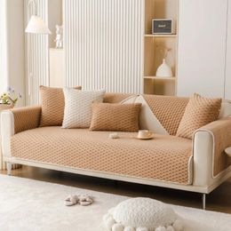 Chair Covers Cream Wind Autumn And Winter Warm Honeycomb Velvet Sofa Cushion Thickened Plush Non-slip Machine Washable Lint