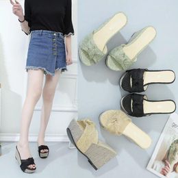 Slippers 2024 Summer Sponge Cake Thick Bottom Korean Version Of The Fish Mouth Wedge Sandals And High-heeled Women's Shoes