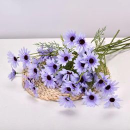 Decorative Flowers 1 Bouquet 5 Heads Artificial Daisy Flower Garden Party Wedding Decor Fake Vase Accessories Room Decors Aesthetic