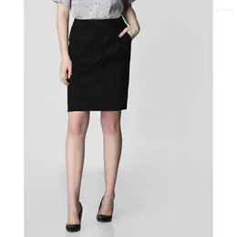 Skirts Women Genuine Lambskin Suede Leather Skirt Black Stylish Pockets Fashion Trends