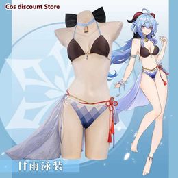 Women's Swimwear Genshin Impact Ganyu Swimsuit Cosplay Come Split Bikini Swimwear Role Play Clothing Sizes S-XL NewC24315