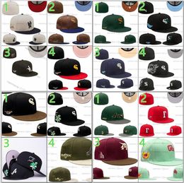 2024 Men's Baseball Full Closed Caps SD Letter Ed Brown Colour Bone New Chicago Angeles Patched 68 Mix Colours Sport Fitted Hats All Team Atlanta Navy Feu7-03