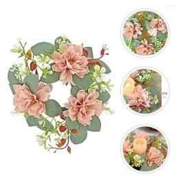 Decorative Flowers Wedding Ring Desktop Decor Rings Party Wreath For Pillars Wreaths Decoration Spring Tea Lights Candles