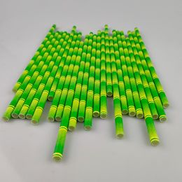 25pcs/bag Biodegradable Bamboo Print Paper Drinking Straws for Juices Shakes Birthday Wedding Party Supplies