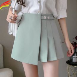 Dresses Spring Summer 2022 High Waist A Line Skirt Pleated Green Black Beige Color Korean Style Casual Mini Shorts Skirts with Lining