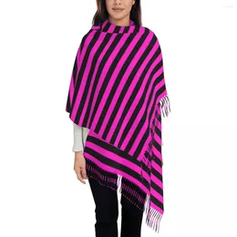 Scarves Vertical Striped Scarf Pink And Black Warm Soft Shawls Wraps With Long Tassel Women Fashion Head Autumn DIY Bandana