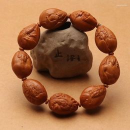 Strand Olive Nut Handmade Double-Sided Carved Emperor Bracelet Jiangshan Beauty Three-Dimensional Stone Carving Pieces