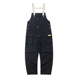 Pants American Street MultiPocket Overalls Men's European And American Fashion Brand Solid Color Loose Suspender Trendy Jumpsuits