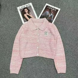 Women's Knits & Tees designer 23 Autumn New M Family POLO Collar Order Diamond Letter Special Yarn Fashion Age Reducing Knitted Cardigan for Women 0FO3