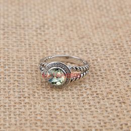 Band Rings Jewelry Woman Prasiolite Twisted Wire Wedding Engagement Design Ring Birthday Gift