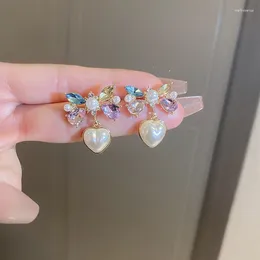 Dangle Earrings Lovelink Sweet Cute Colourful Rhinestone Irregular Bow Stud Baroque Heart Pearl Earring For Women Girls Fine Accessory