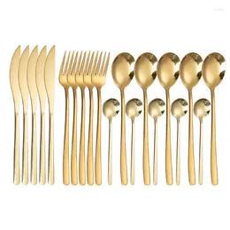Dinnerware Sets High-end Cutlery Tableware Knife Fork And Spoon 20pcs Gold Dinner Set Covered Golden Stainless Steel Vaisselle