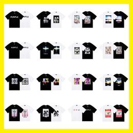 Designer Men's T-shirt 24s Outside Trendy Brand Purple Micro Label Letter Pattern Printed Short Sleeved T-shirt for Men and Women American High Street Half