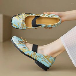 Casual Shoes Spring/Autumn Women Pumps Square Toe Chunky Heel Genuine Leather For Sweet High Heels Buckle Mary Janes