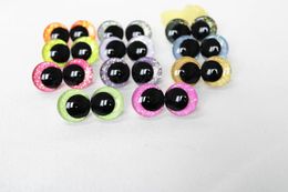 10pairs eyes 12mm 14 16 18 20 25 30mm 3D Cartoon glitter toy safety eyes doll eyes with hard washer -C11 240305