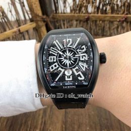 Men's Collection V 45 SC DT Yachting Automatic Men's Watch PVD All Black Case Leather Rubber Strap Luxury Date Gents Spo269J