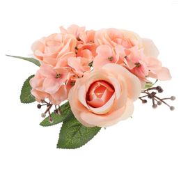 Decorative Flowers Simulated Flower Holder Taper Candles Wedding Wreath Rings For Pillars Rose Party Decoration Silk Wreaths Supplies