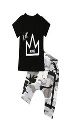 Newborn Kids Baby Boys Crown Print Tops Tshirt Camouflage Shorts Pants 2PCS Outfits Set Clothes 05T 2 Colour Baby Boy Clothes6099025