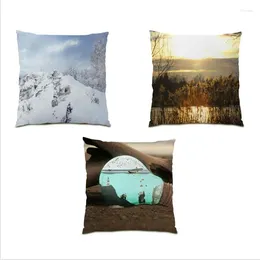 Pillow Tropical Palm Living Room Decoration Throw Covers Snowflake Cover 45x45 Forest Tree Square Polyester Linen E0807