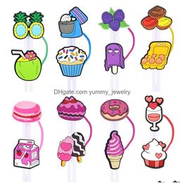 Drinking Sts Summer Icecream Cupcake Drink Sile St Toppers Accessories Er Charms Reusable Splash Proof Dust Plug Decorative 8Mm/10Mm D Otjhg