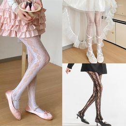 Women Socks Womens Sexy Fishnet Mesh Pantyhose Heart Diamond Jacquard Lace Tights Stockings